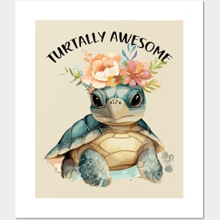 Turtally awesome, play on words Posters and Art